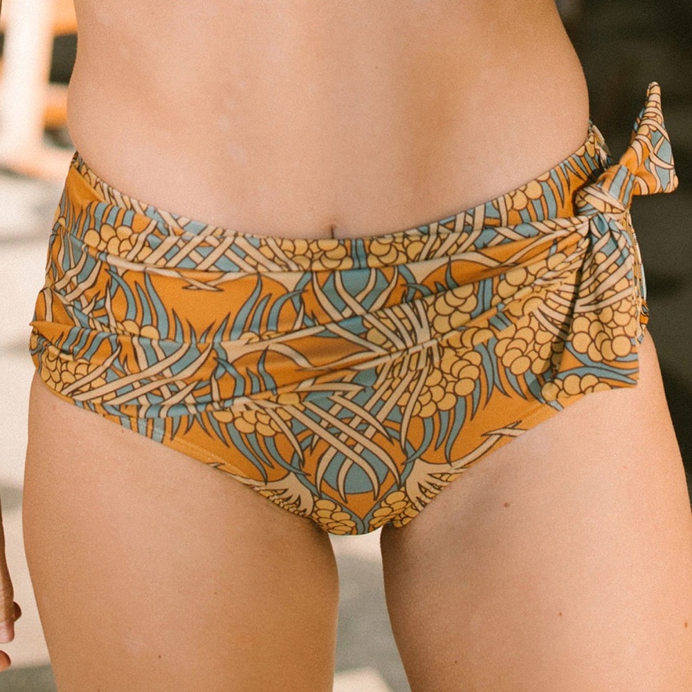 Albion Mustard and Blue Patterned Bikini Bottom